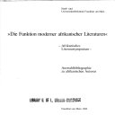 Die Funktion moderner afrikanischer Literaturen