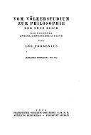 Vom Völkerstudium zur Philosophie