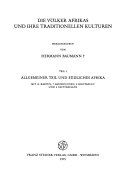 Die Völker Afrikas und ihre traditionellen Kulturen: Allgemeiner Teil und südliches Afrika