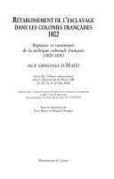 Rétablissement de l'esclavage dans les colonies françaises